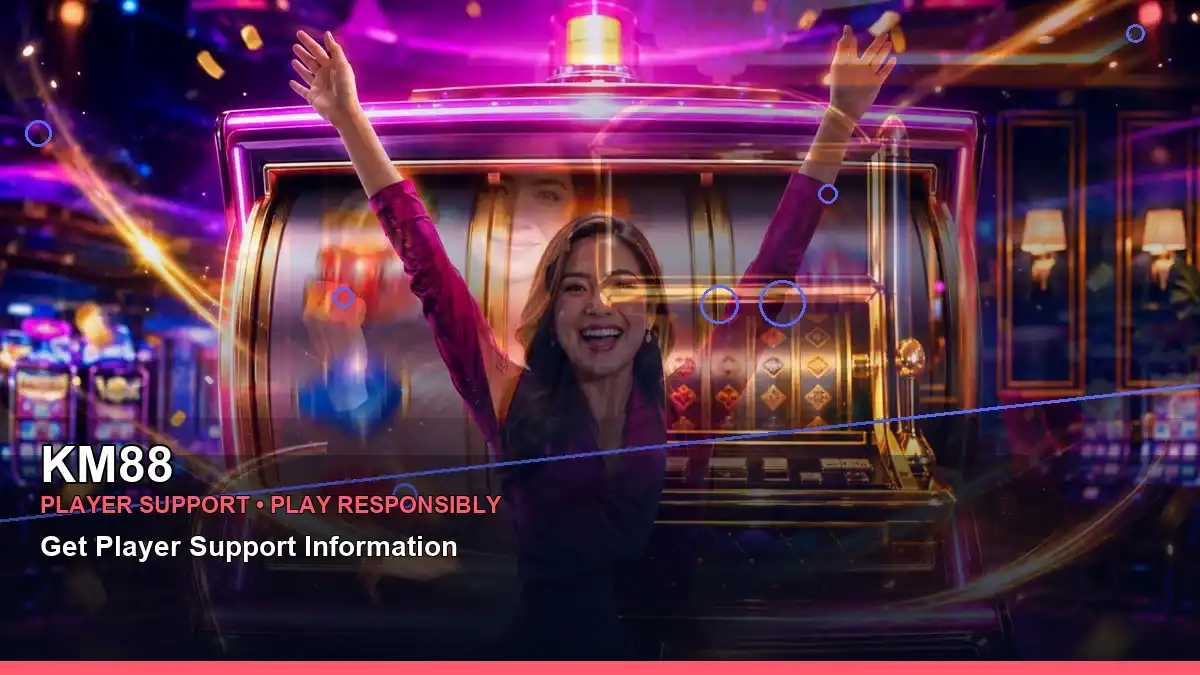 KM88 night online slot games featuring an adult Filipina casino host with a centered composition